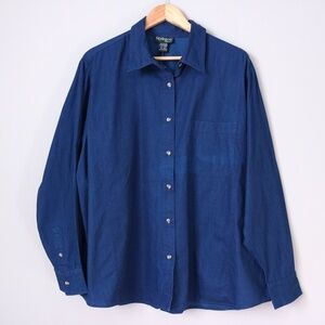 Blue Long Sleeve Button Up Shirt Plus Size